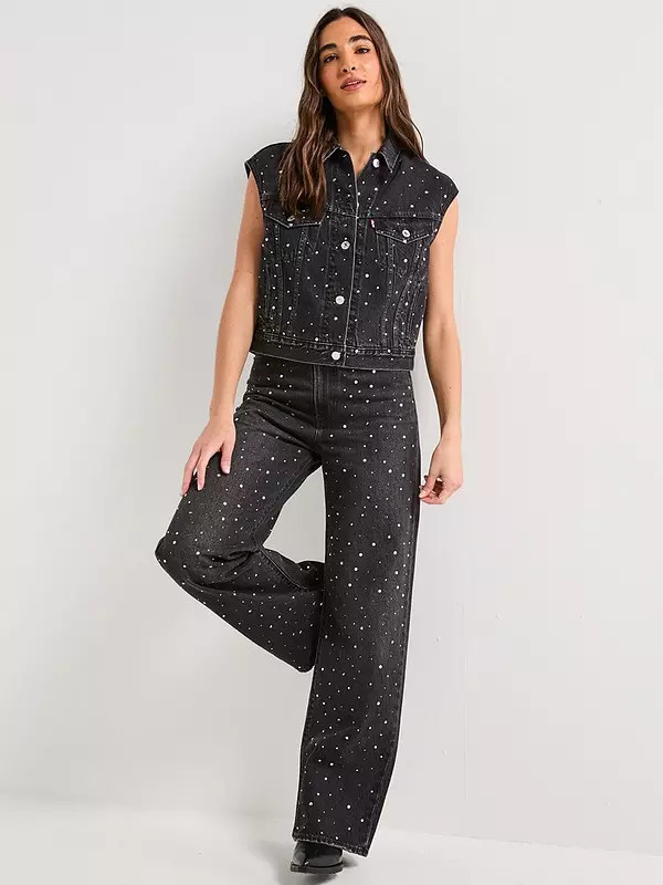 Levi's Ribcage Wide-leg Jeans - Dazzle Me Smoke | Very (UK)