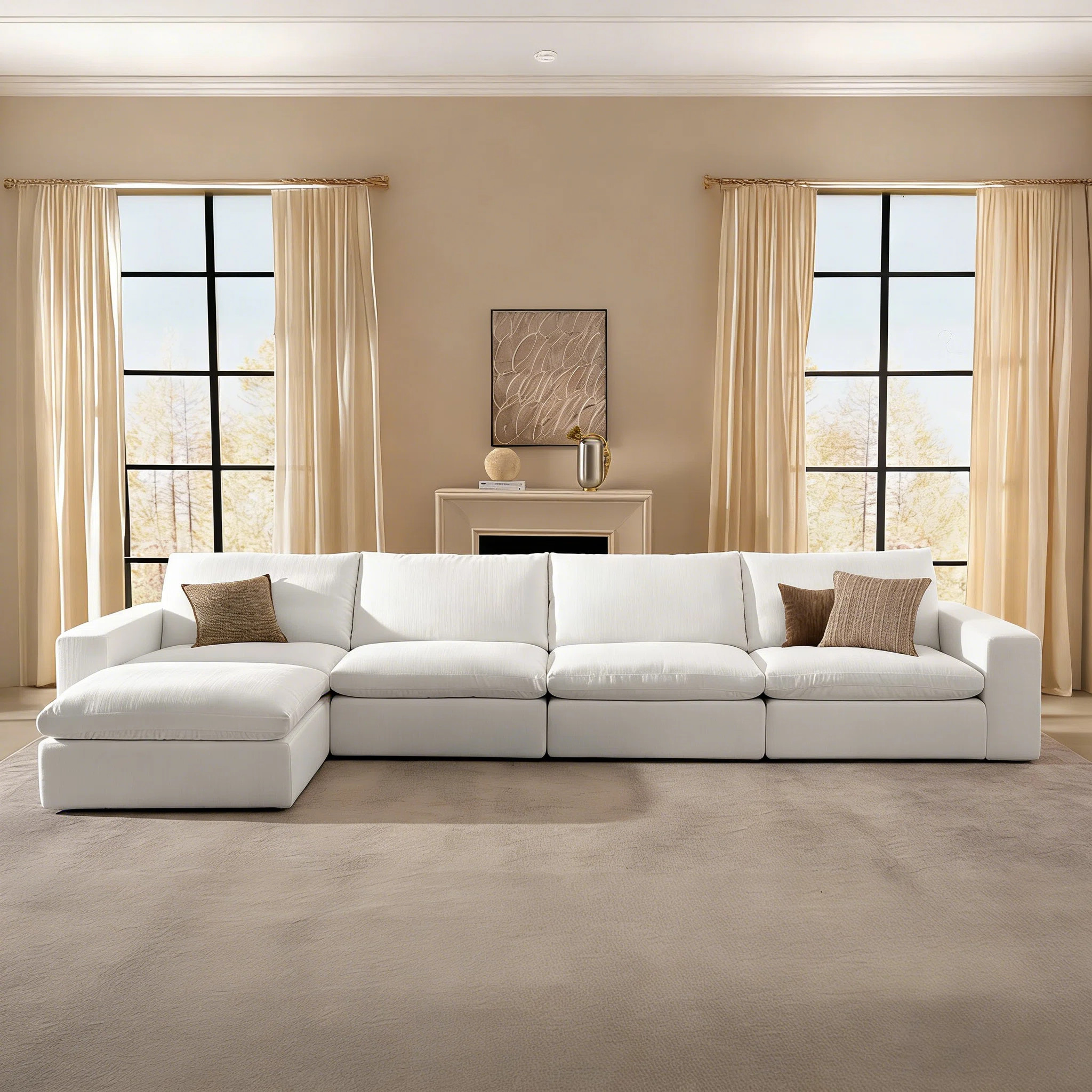 141.7" Cloud Couch Sectional Sofa,Oversized Wide&Deep Seat Sofas For Living Room , 4 Seater With Ottoman | Wayfair North America