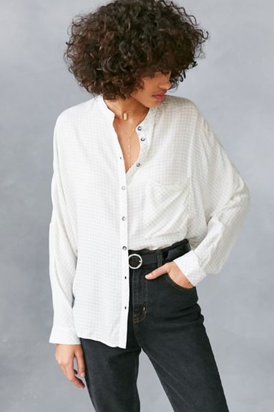 BDG Gridlock Band Collar Button-Down Shirt | Urban Outfitters US