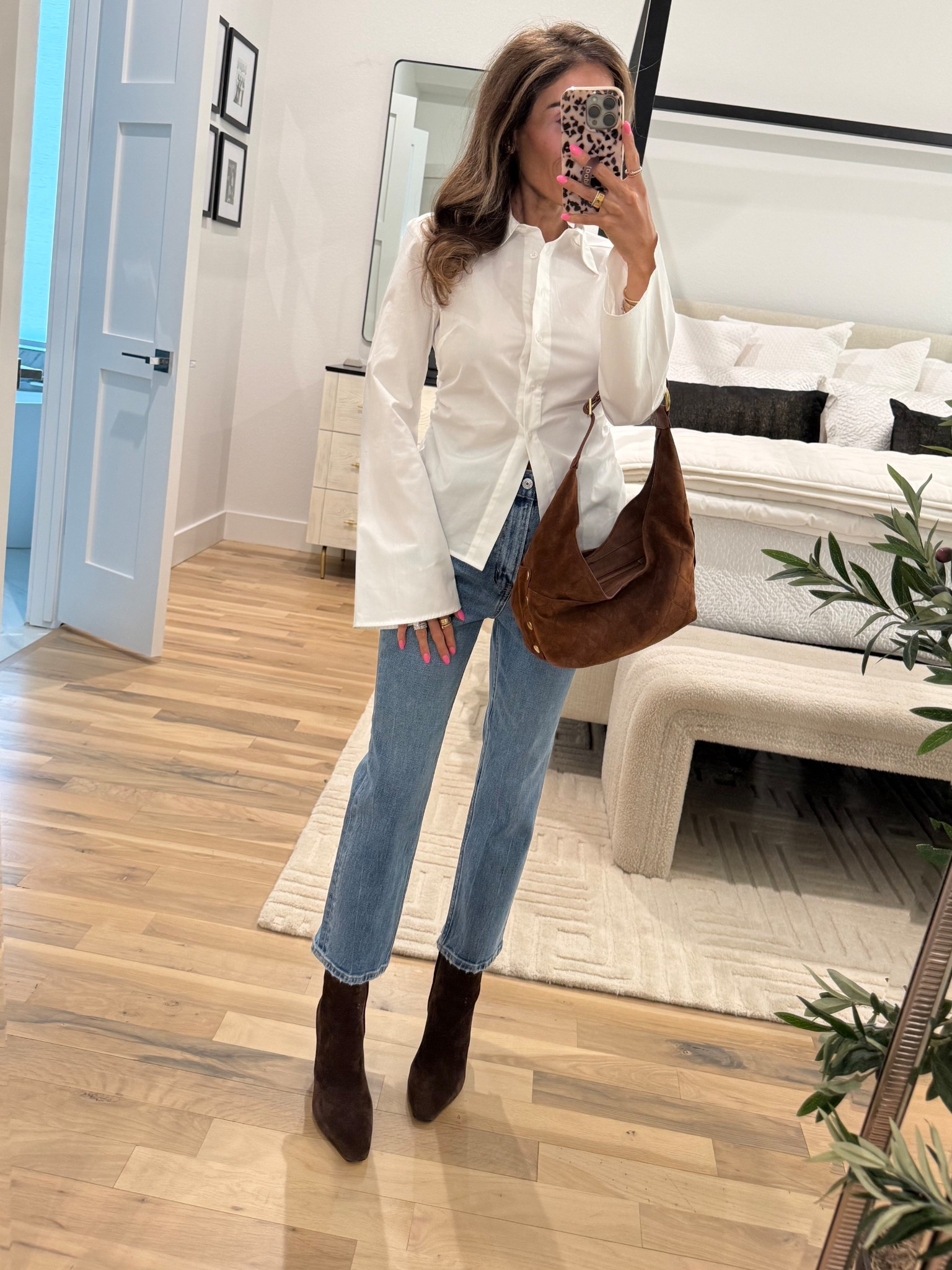 Spring outfit idea and my brown booties are on sale today only! 25% off wearing size 7. White button down shirt size xxs ankle jeans size 24 

#LTKSpringSale #LTKSaleAlert #LTKootd