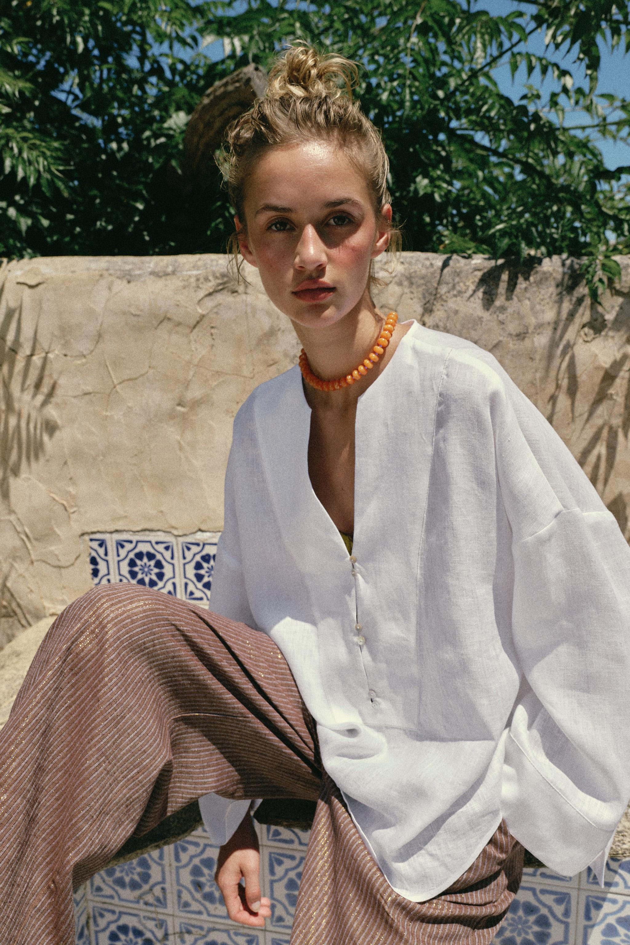 100% LINEN KIMONO SHIRT | Zara UK