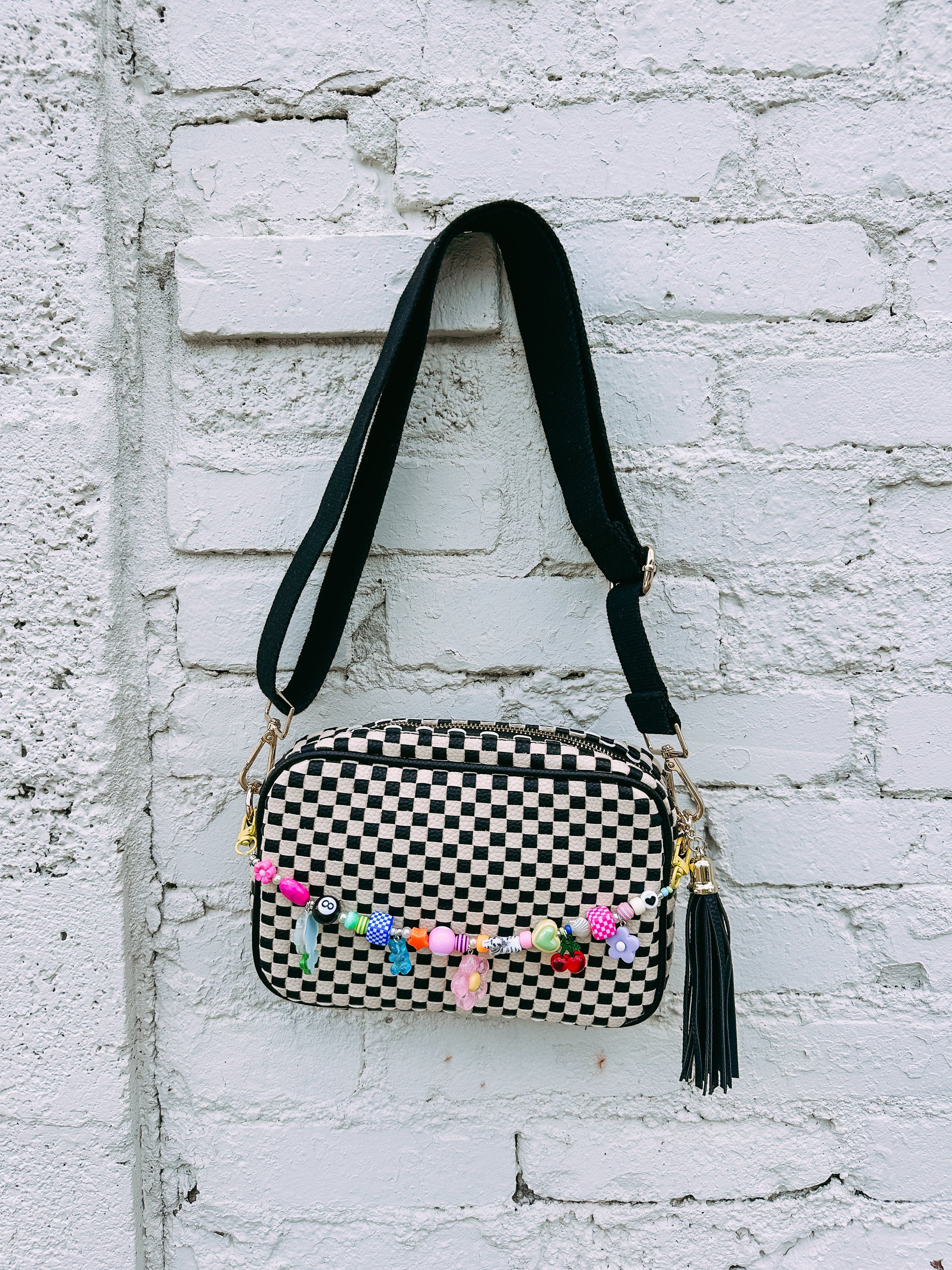 woven checker crossbody bag | Etta & East
