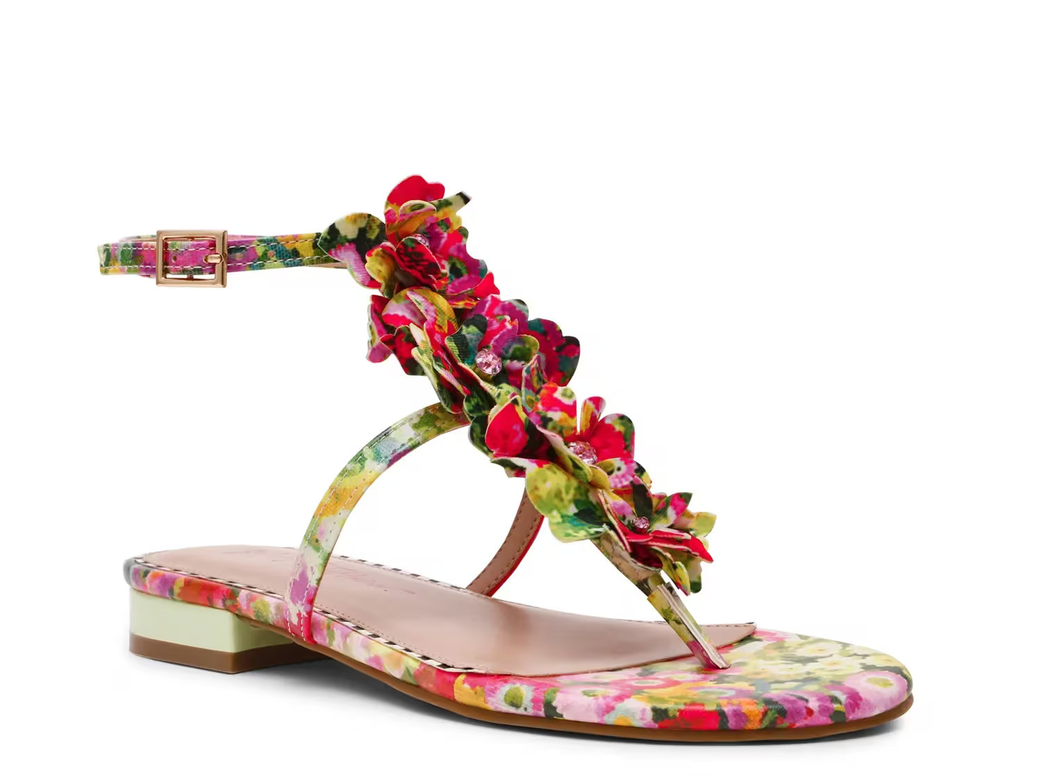 Betsey Johnson Kenedy Sandal | Women's | Pink/Green Floral Print | Size 9.5 | Sandals | Ankle Strap | DSW