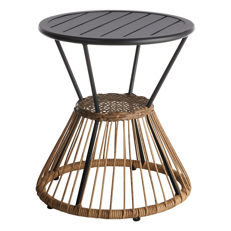 Chelsea Brown Steel & Wicker Patio Side Table | At Home