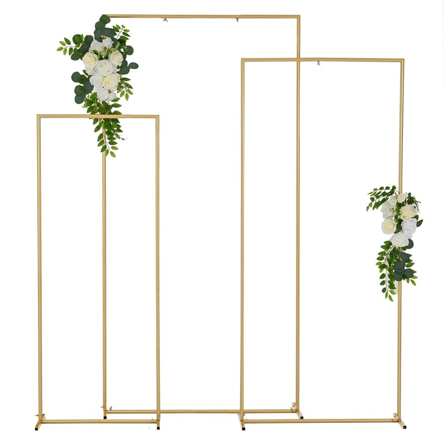 Vincidern Square Wedding Arch Backdrop Stand Set of 3 (6.6FT,5.9FT,4.9FT), Balloon Arch Stand, Me... | Amazon (US)