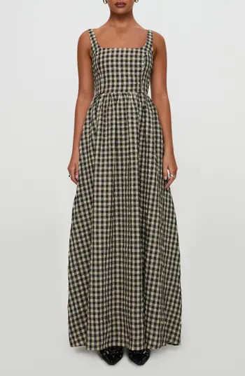 Princess Polly Cartmel Gingham Check Maxi Dress in Black at Nordstrom Rack, Size 0 | Nordstrom Rack