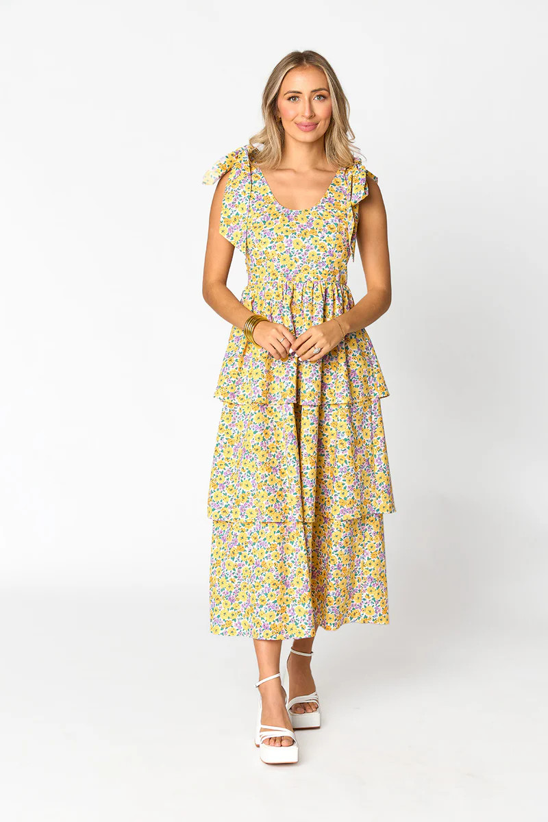 BuddyLove | Drew Tiered Midi Dress | Sunny Hunny | BuddyLove