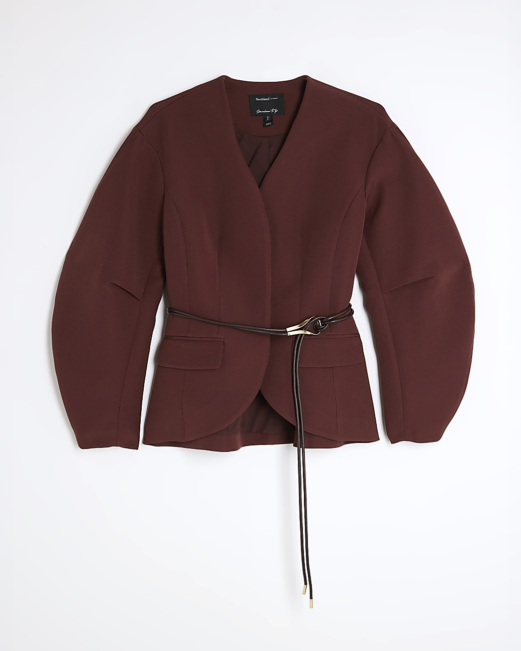 Brown Cocoon Sleeve Belted Blazer | River Island UK & IE
