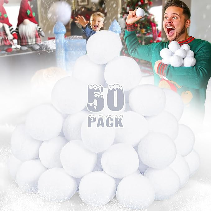 LQYoyz Snowball Fight Set Indoor 50 Pack 2 Inch Large Size Fake Snow Fight Ball for Kids Artifici... | Amazon (US)