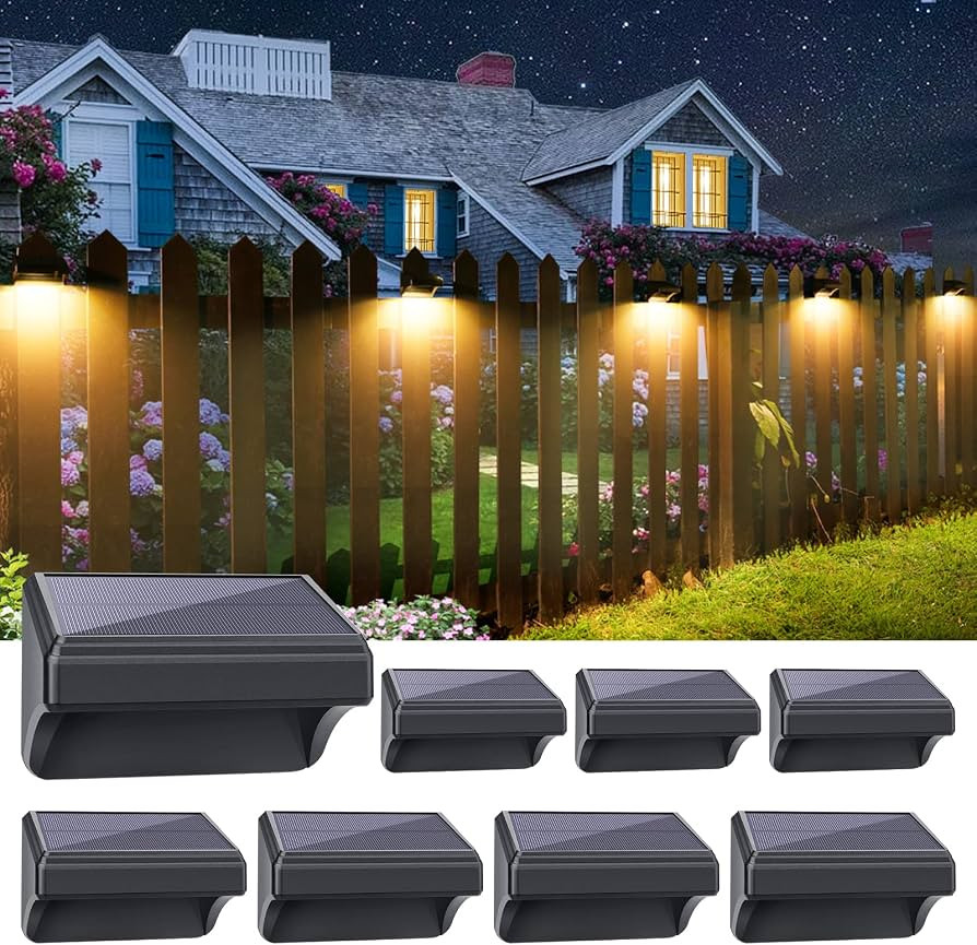 Aulanto Solar Fence Lights 8 Pack, Fence Solar Lights IP65 Waterproof, Warm White and 10 RGB Colo... | Amazon (US)