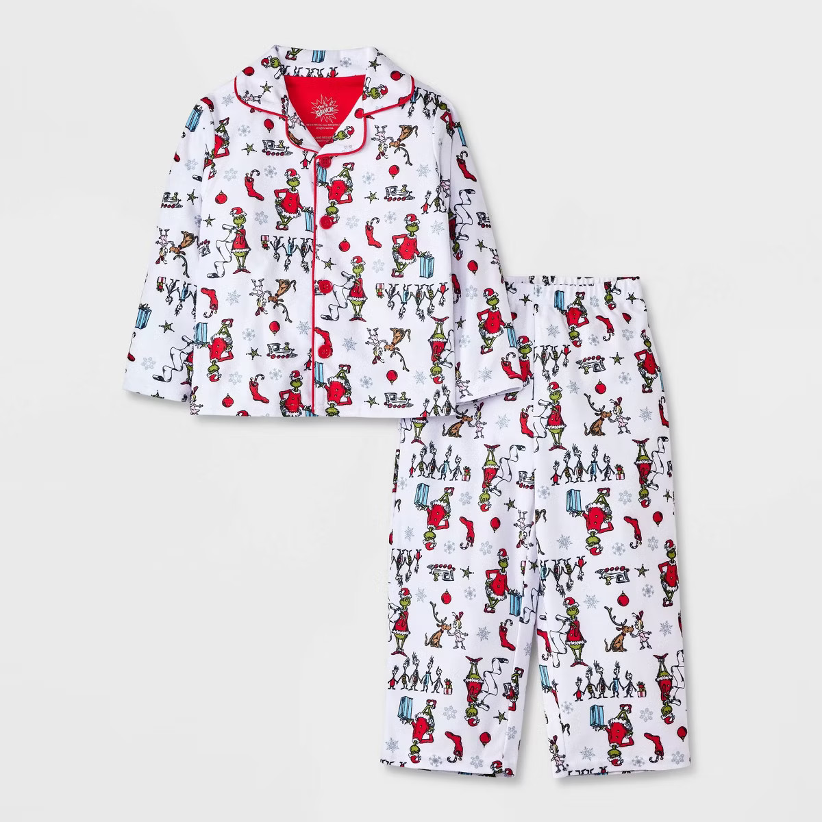 Toddler 2pc The Grinch Christmas Coat Pajama Set - White | Target