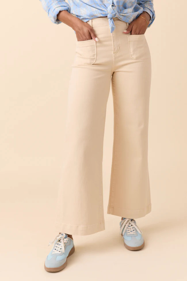 Judith Vanilla Cream High Rise Wide Leg Jeans | Pink Lily