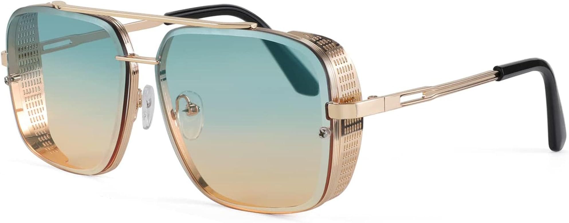 FEISEDY Sunglasses Mens Women Vintage Pilot Square Trendy Metal Steampunk Fishing Driving Sun Gla... | Amazon (US)