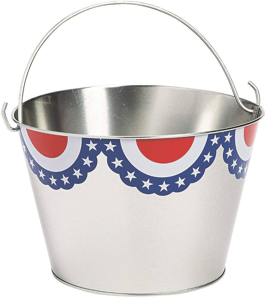 Patriotic Metal Pail Large - Party Supplies - 3 Pieces | Amazon (US)