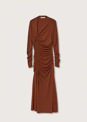 Gerafftes Kleid mit Zierausschnitt | MANGO (DE)