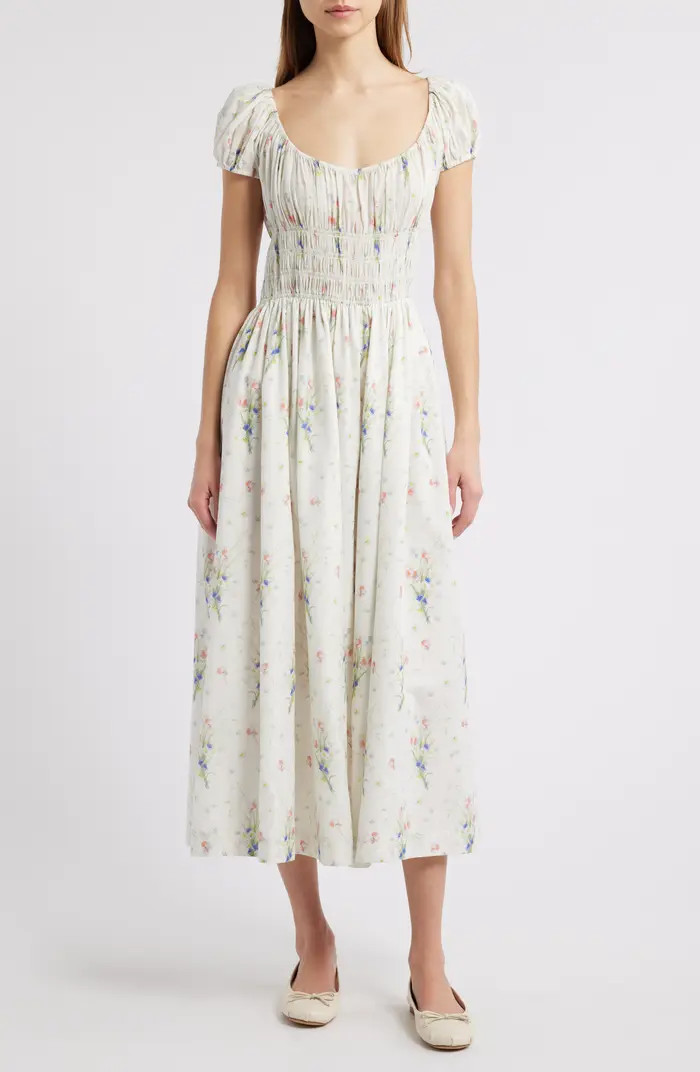 DÔEN Quinley Floral Organic Cotton Midi Dress | Nordstrom | Nordstrom