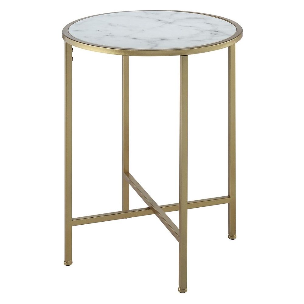 Gold Coast Faux Marble Round End Table Gold/Faux Marble - Breighton Home | Target