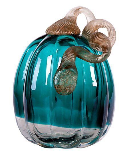 Glitzhome Turquoise Crackle Glass Pumpkin Décor | Zulily