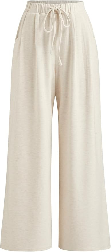 CIDER Women's Wide Leg Lounge Pants Elastic Waist Drawstring Casual Trousers | Amazon (US)