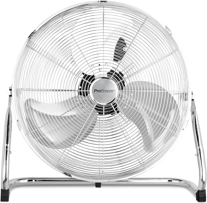 Pro Breeze® 20" Chrome Gym Floor Fan with 3 Speeds and Adjustable Fan Head, Standing Metal Pedes... | Amazon (UK)