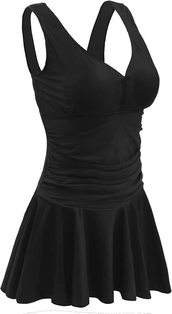 AONTUS Plus Size Hawaiin Swimsuits for Women Swimwear Long Torso Tummy Control Swimdress | Amazon (US)