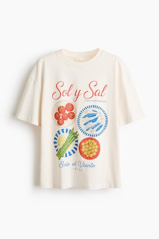 H & M - Printed Cotton T-Shirt - Cream/Sol Y Sal | H&M (US + CA)