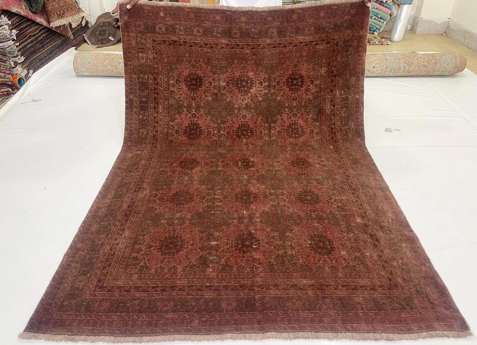 1930s Antique 4'7x6'8 ft Brown Terracotta Bukhara Waziri Rug, Oriental Hand-Knotted Wool Carpet, ... | Etsy (Global)