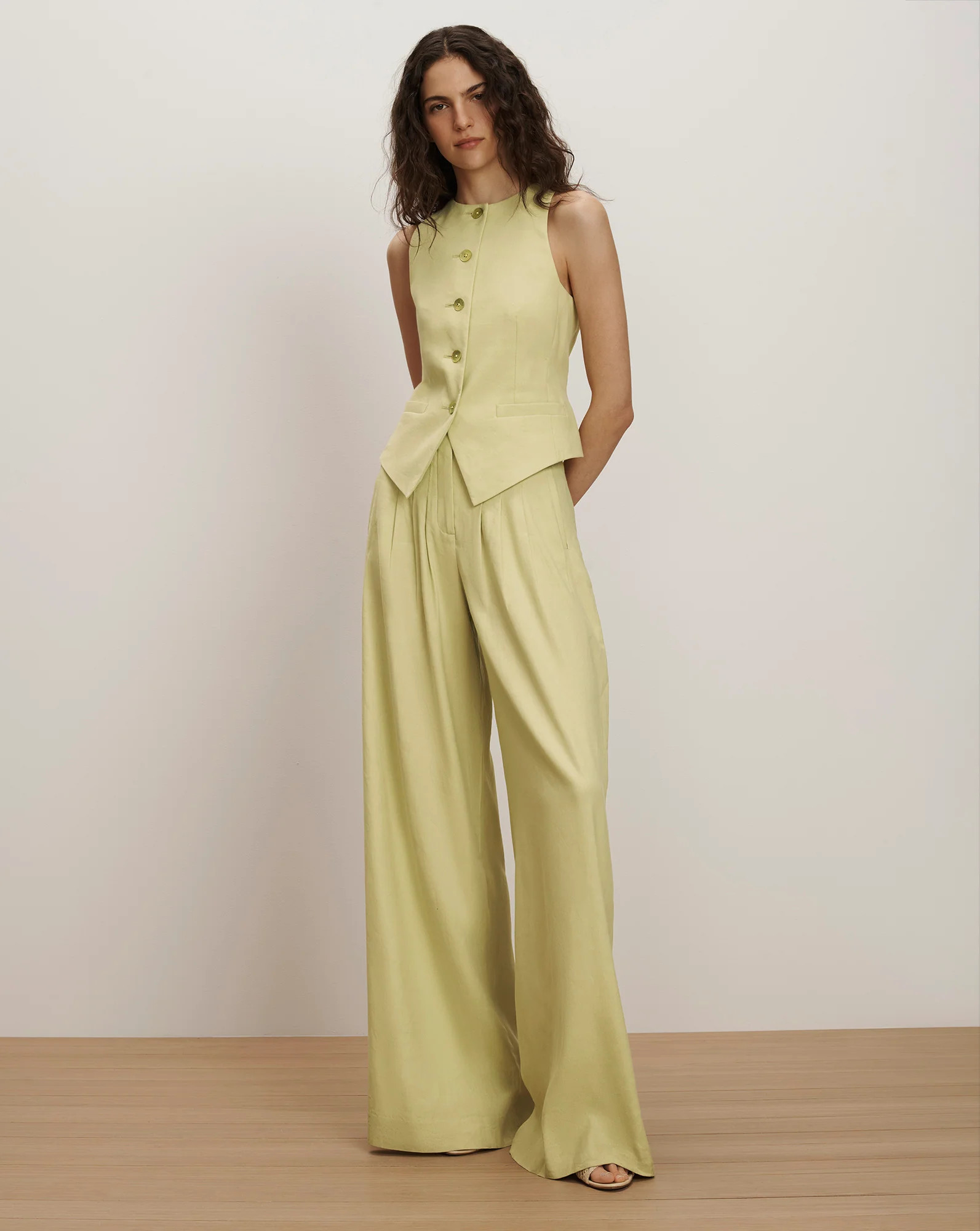 Hartwell Tailored Vest in Pistachio | Veronica Beard | Veronica Beard