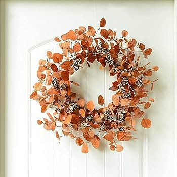 Artificial Fall Wreath Autumn Wreath with Eucalyptus Leaves,Pinecones for Front Door Farmhouse In... | Amazon (US)