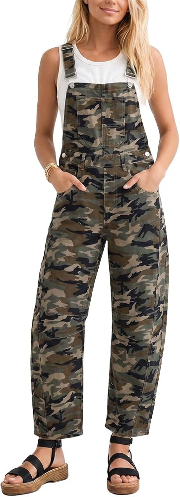 Women's Denim Overall Casual Straight Wide Leg Bib Jeans Overall Adjustable Straps Denim Romper S... | Amazon (US)