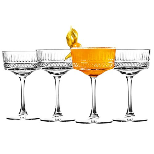 Martini Glasses Set of 4 - Stemmed Martini Glasses 8 Oz - Vintage Coupe Glasses - Elegant Cocktail Glasses for Parties, Gifts, Housewarming, Weddings, Aniversary 250 ml | Amazon (US)