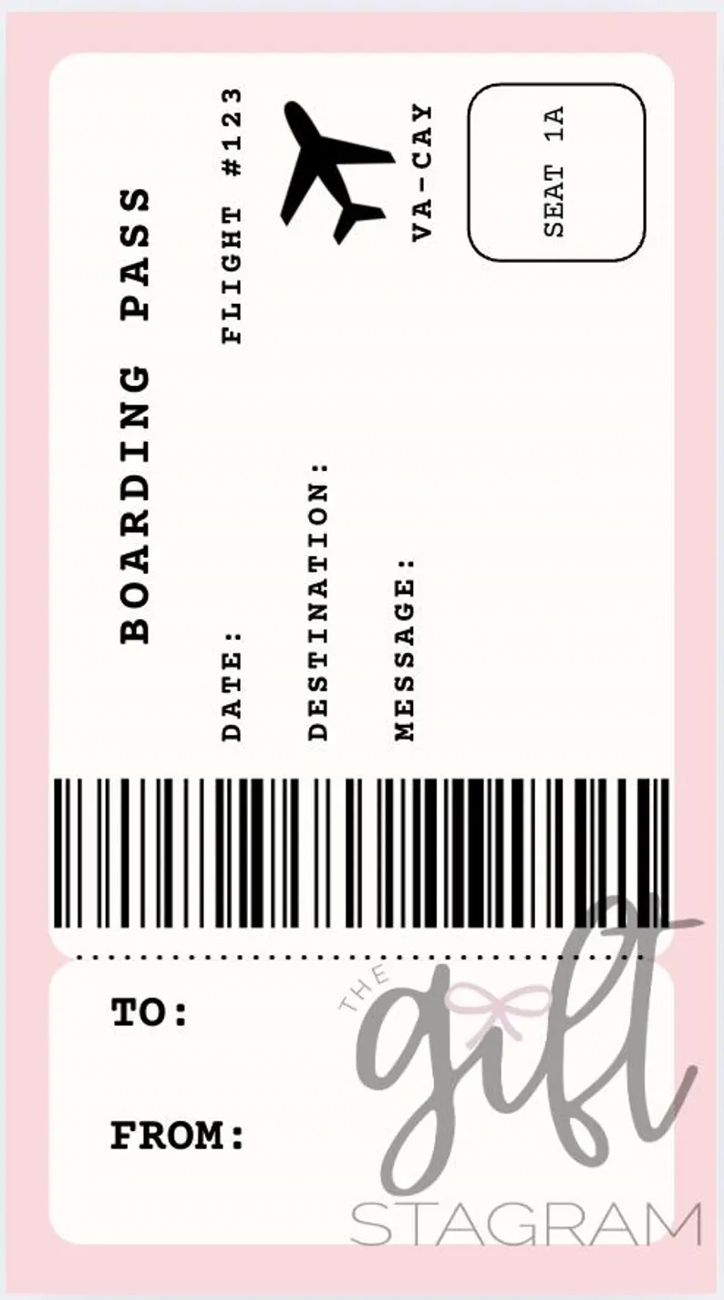 Boarding Pass Printable Gift Tag | DIGITAL DOWNLOAD |  Birthday Gift Tag | Newlywed Gift Ideas | ... | Etsy (Global)