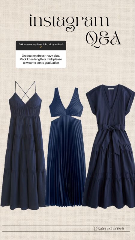 Navy blue dresses from Abercrombie! These dresses can all be dressed up or down & come in more colors & prints. 
Abercrombie dress, spring dress, spring fashion, graduation dress, navy blue dress, spring sale, spring dress sale, petite friendly dress, spring dress sale

#LTKstyletip #LTKSeasonal #LTKsalealert