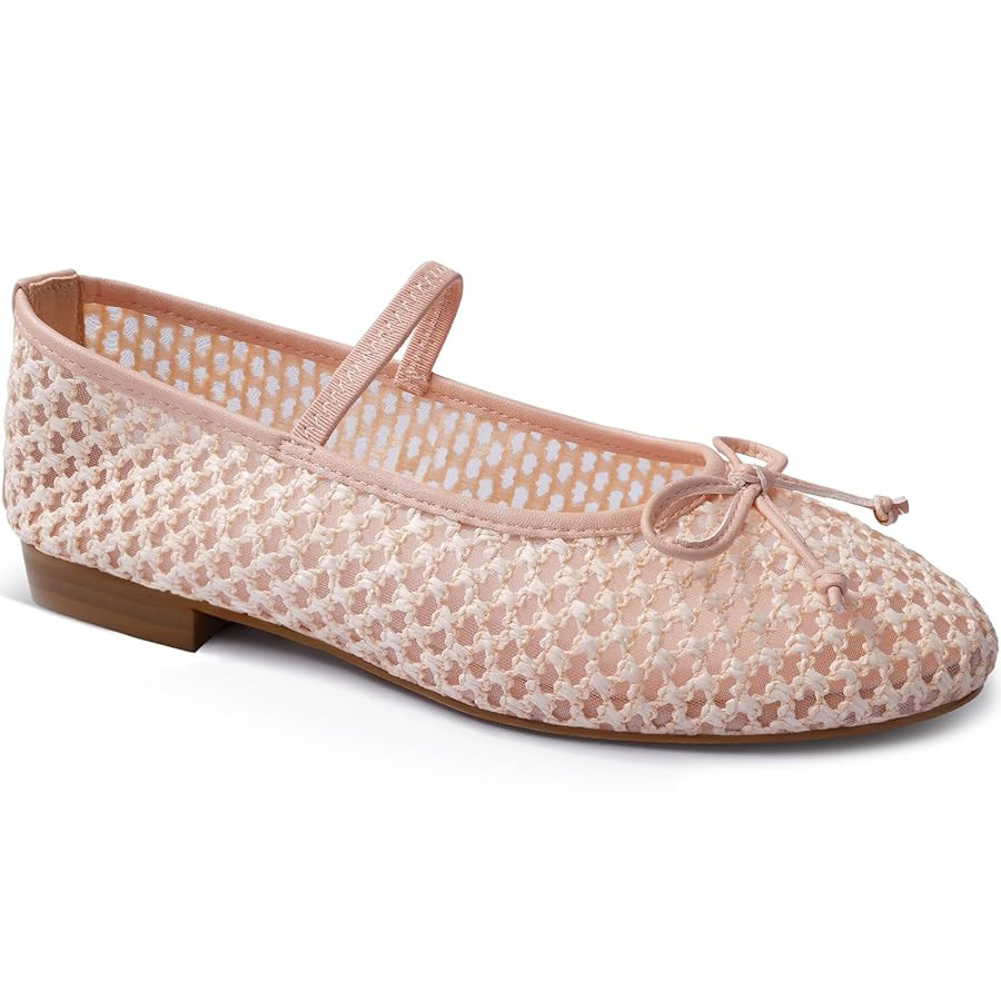 MUCCCUTE Mesh Ballet Flats for Women Round Toe Mesh Mary Jane Flats Shoes with Strap Ballerina Sh... | Amazon (US)