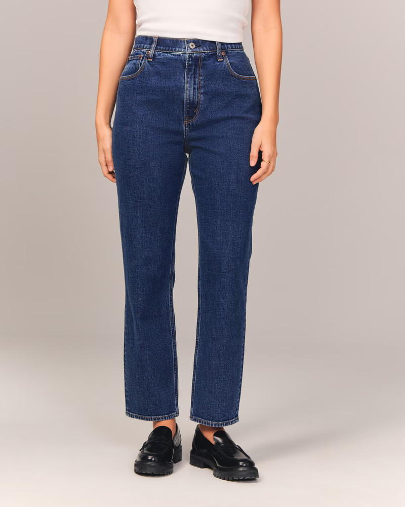 Curve Love Ultra High Rise Ankle Straight Jean | Abercrombie & Fitch (US)