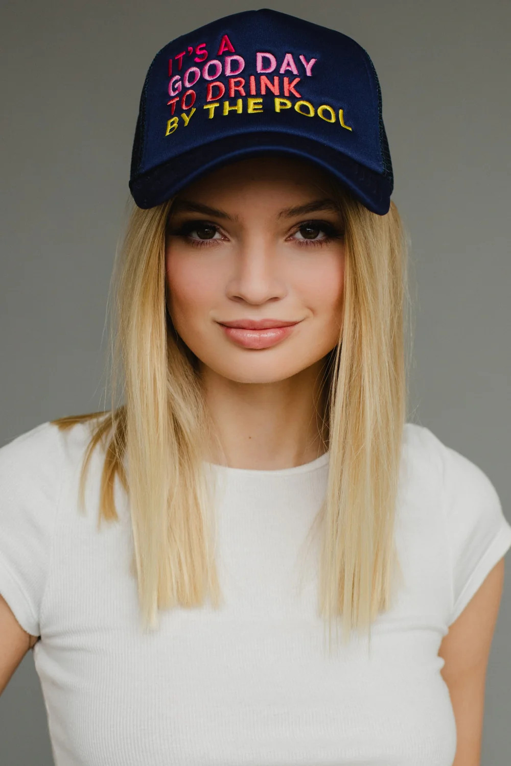 Drink By The Pool Trucker Hat - Navy | Panache Accessories