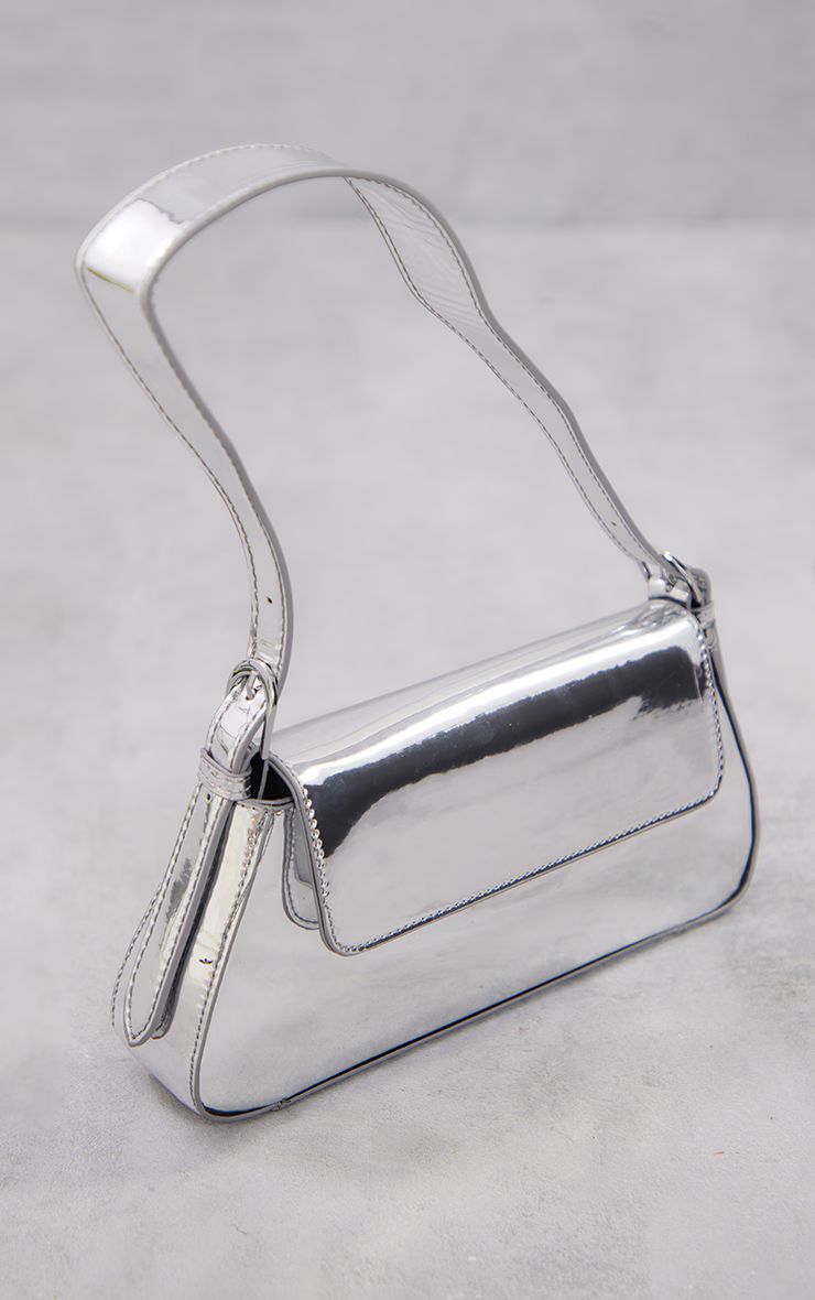 Silver Metallic Trapeze Shoulder Bag | PrettyLittleThing UK