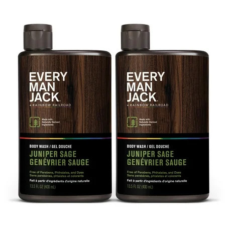 Every Man Jack Hydrating Body Wash for all skin types - Juniper Sage fragrance - Naturally Derived Ingredients - Cleanse Nourish and Hydrate Skin -Paraben Free Phthalate Free Dye Free-13.5oz - 2pk | Walmart (US)