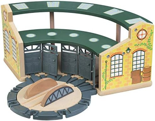 Wooden Train Round House with Turntable for Kids Ages 3 and Up., Vibrant Colors, Detailed, with R... | Amazon (US)