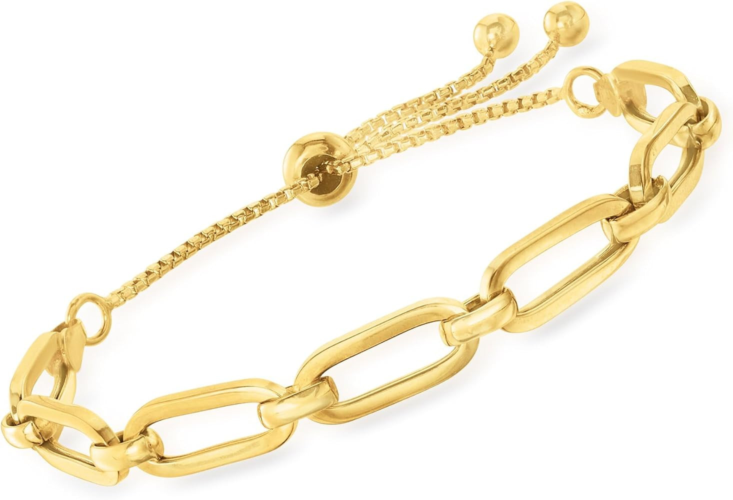 Ross-Simons Italian 18kt Gold Over Sterling Paper Clip Link Bolo Bracelet | Amazon (US)