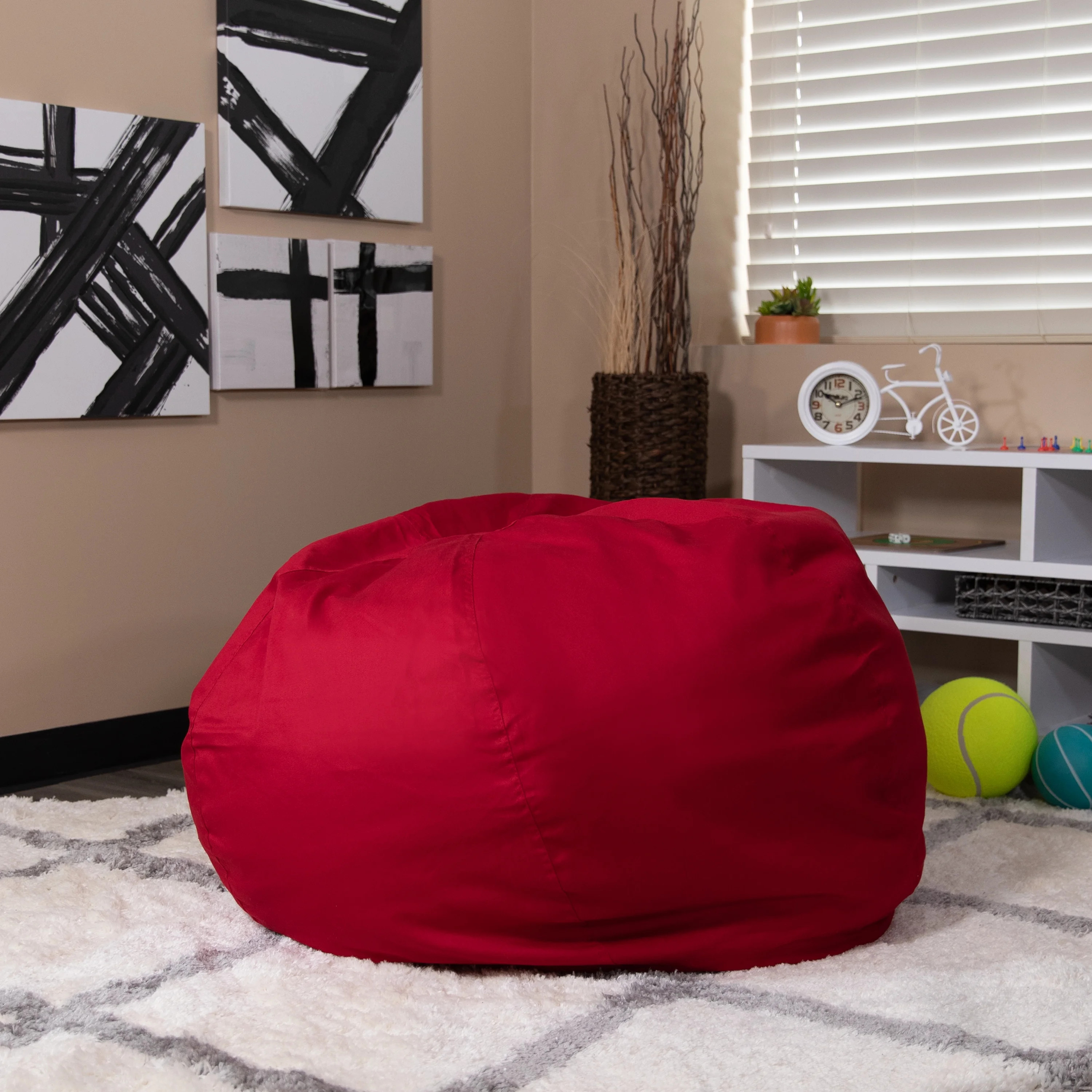 BizChair Oversized Solid Red Refillable Bean Bag Chair for All Ages - Walmart.com | Walmart (US)