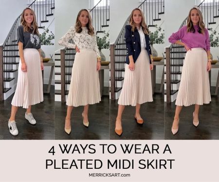 Styling a pleated midi skirt

#LTKstyletip #LTKworkwear #LTKSeasonal