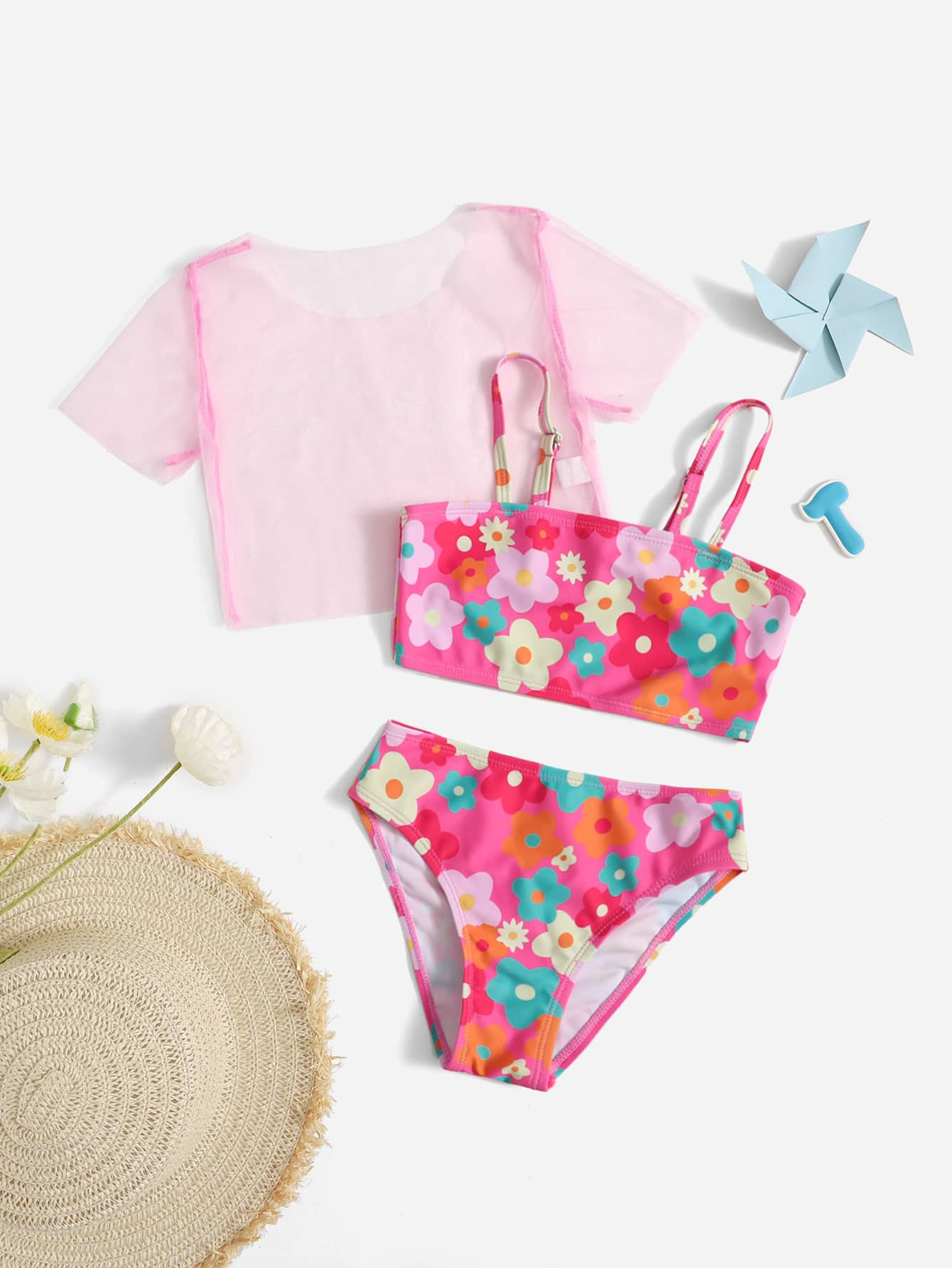 Toddler Girls Floral Bikini Swimsuit With Cover Up | SHEIN