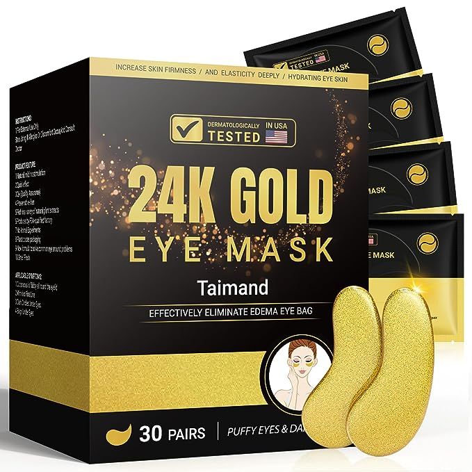 Taimand Under Eye Patches (30 Pairs), 24K Gold Under Eye Mask for Puffy Eyes, Dark Circles,Bags a... | Amazon (US)