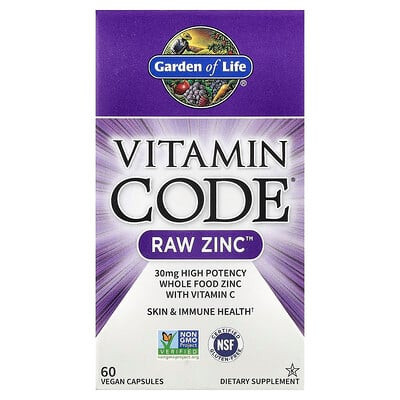 Garden of Life, Vitamin Code, RAW Zinc, 60 Vegan Capsules | iHerb