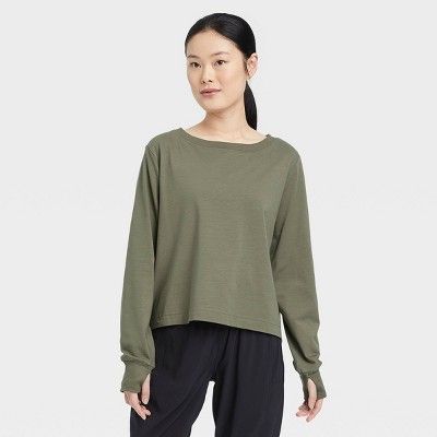 Women's Supima Cotton Cropped Long Sleeve Top - All in Motion™ | Target