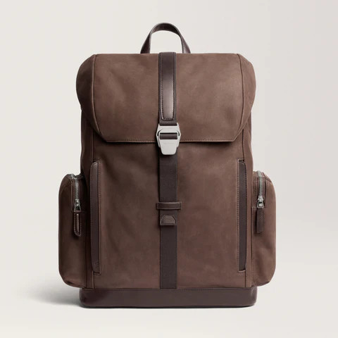Large Travel Backpack - Nubuck Leather - Dark Brown | Carl Friedrik