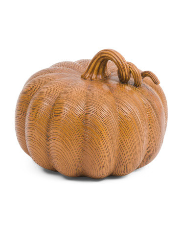 9in Resin Wood Finish Pumpkin Decor | TJ Maxx