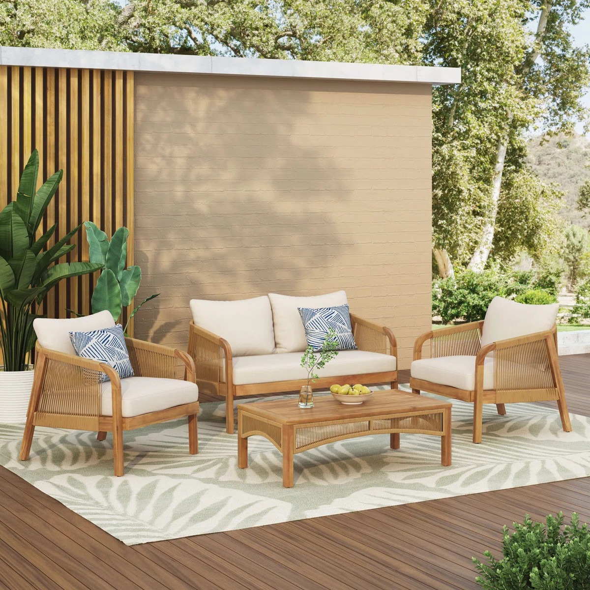 Fiora 4-Person Patio Conversation Set with Cushions | Wayfair North America