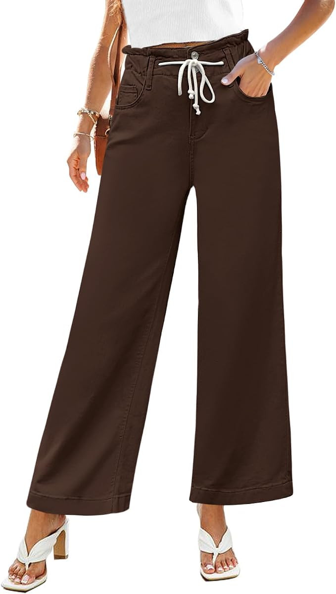 GRAPENT Wide Leg Jeans for Women Stretch High Wasited Elastic Waist Bell Bottom Baggy Y2K Pants | Amazon (US)